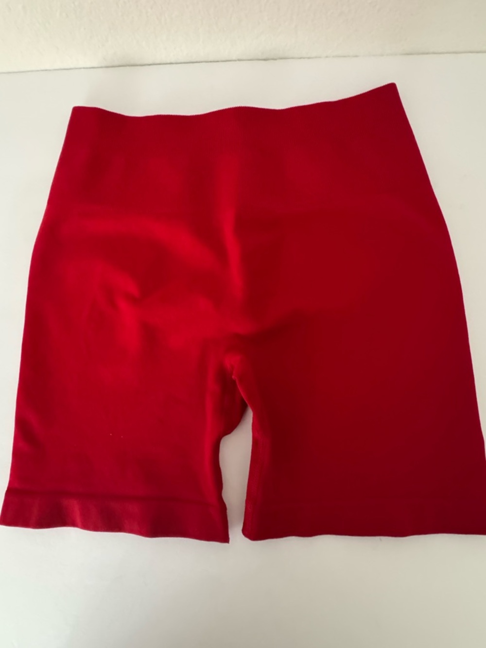 Aurora Ladies High-Rise Red Scrunch Butt Seamless Stretch Bike Shorts